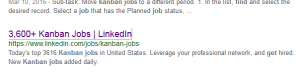 Number of kanban jobs advertised on Linkedin